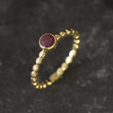 Natural Ruby Ring made in 18k Gold Vermeil with Round Natural Red Ruby in Bezel setting, July Birthstone gift idea, symbolizes nobility, purity, and passion, ideal for everyday wear and perfect for birthday gifting and special occasions.