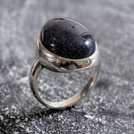 Large Sandstone Ring, Blue Sand Stone, Statement Ring,  Sagittarius Ring, Large Oval Ring, Vintage Ring, Solid Silver Ring, Blue Sandstone