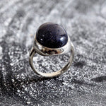 Large Sandstone Ring, Blue Sand Stone, Statement Ring,  Sagittarius Ring, Large Oval Ring, Vintage Ring, Solid Silver Ring, Blue Sandstone