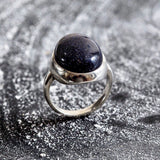 Large Sandstone Ring, Blue Sand Stone, Statement Ring,  Sagittarius Ring, Large Oval Ring, Vintage Ring, Solid Silver Ring, Blue Sandstone