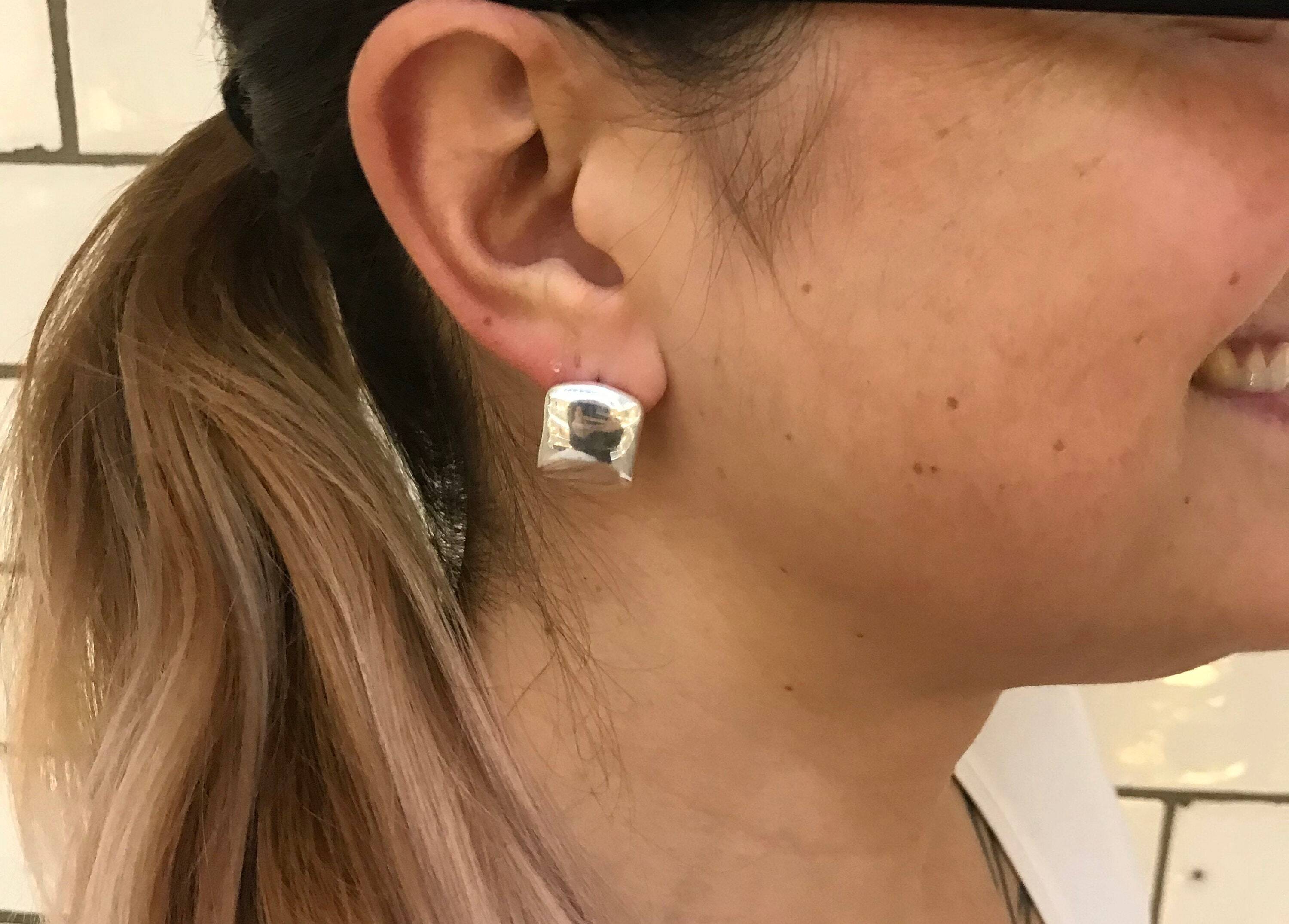 Large Silver Studs, Statement Earrings, Massive Studs, Mirror Earrings, Smooth Earrings, Rectangle Studs, Artistic Earrings, Silver Earrings