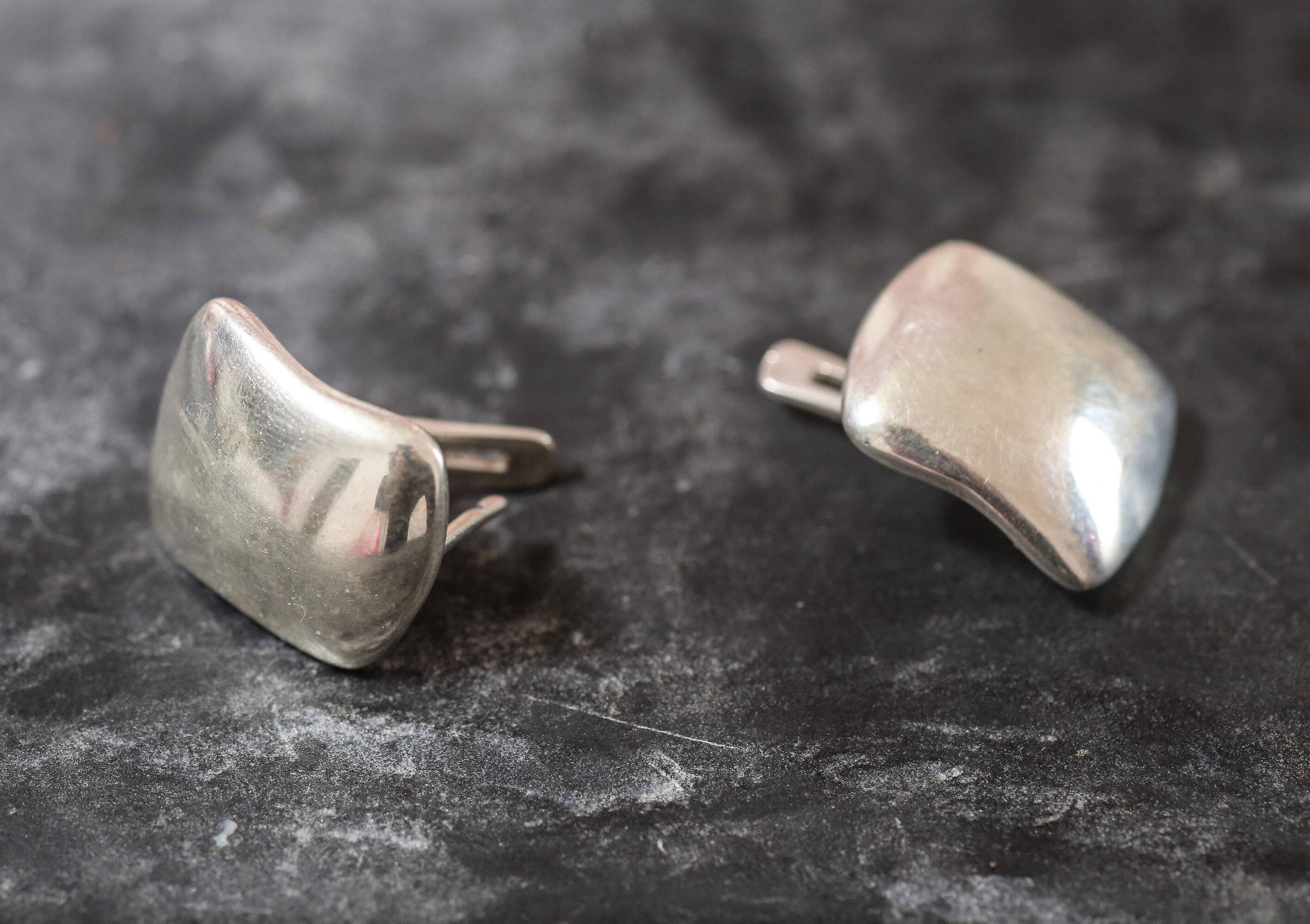 Large Silver Studs, Statement Earrings, Massive Studs, Mirror Earrings, Smooth Earrings, Rectangle Studs, Artistic Earrings, Silver Earrings