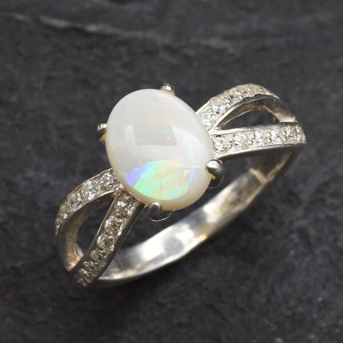 Stunning 925 Sterling Silver ring with Natural Australian Opal, ideal for everyday elegance and meaningful gifting for October birthdays.