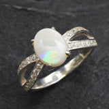 Stunning 925 Sterling Silver ring with Natural Australian Opal, ideal for everyday elegance and meaningful gifting for October birthdays.