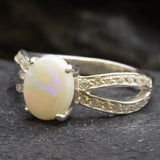 Beautiful 925 Sterling Silver ring featuring Natural White Australian Opal, a thoughtful gift for October birthdays and special moments.