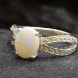 Australian Opal Ring - Opal Engagement Ring - White Promise Ring