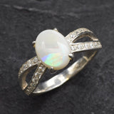 Australian Opal Ring - Opal Engagement Ring - White Promise Ring