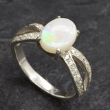 Australian Opal Ring - Opal Engagement Ring - White Promise Ring