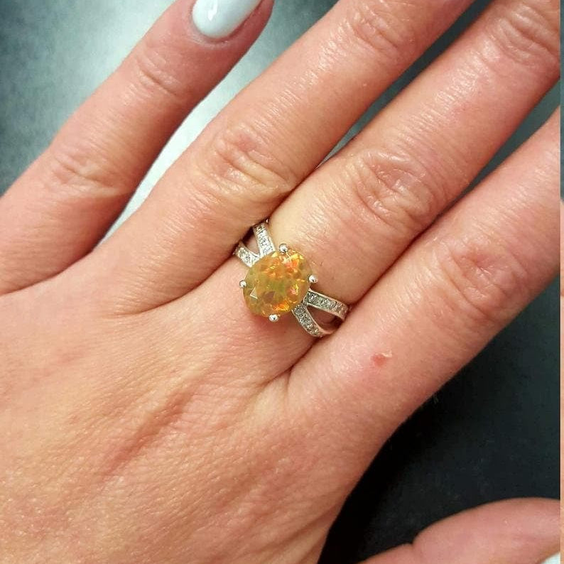 Opal Ring, Natural Opal Ring, Opal Engagement Ring, Australian Opal, Natural Opal, Vintage Opal, Vintage Rings, Antique Opal, Solid Silver(1)