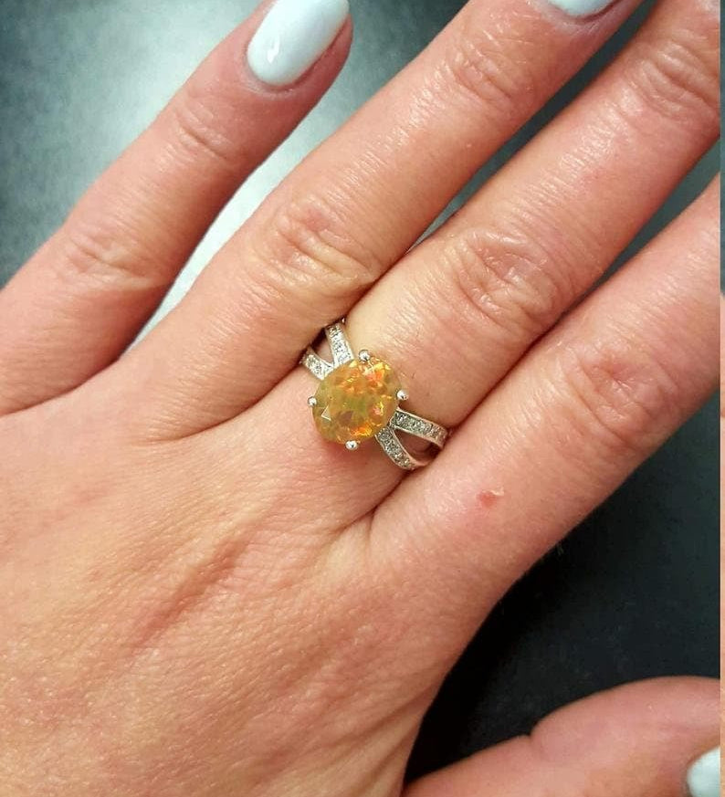 Opal Ring, Natural Opal Ring, Opal Engagement Ring, Australian Opal, Natural Opal, Vintage Opal, Vintage Rings, Antique Opal, Solid Silver(1)