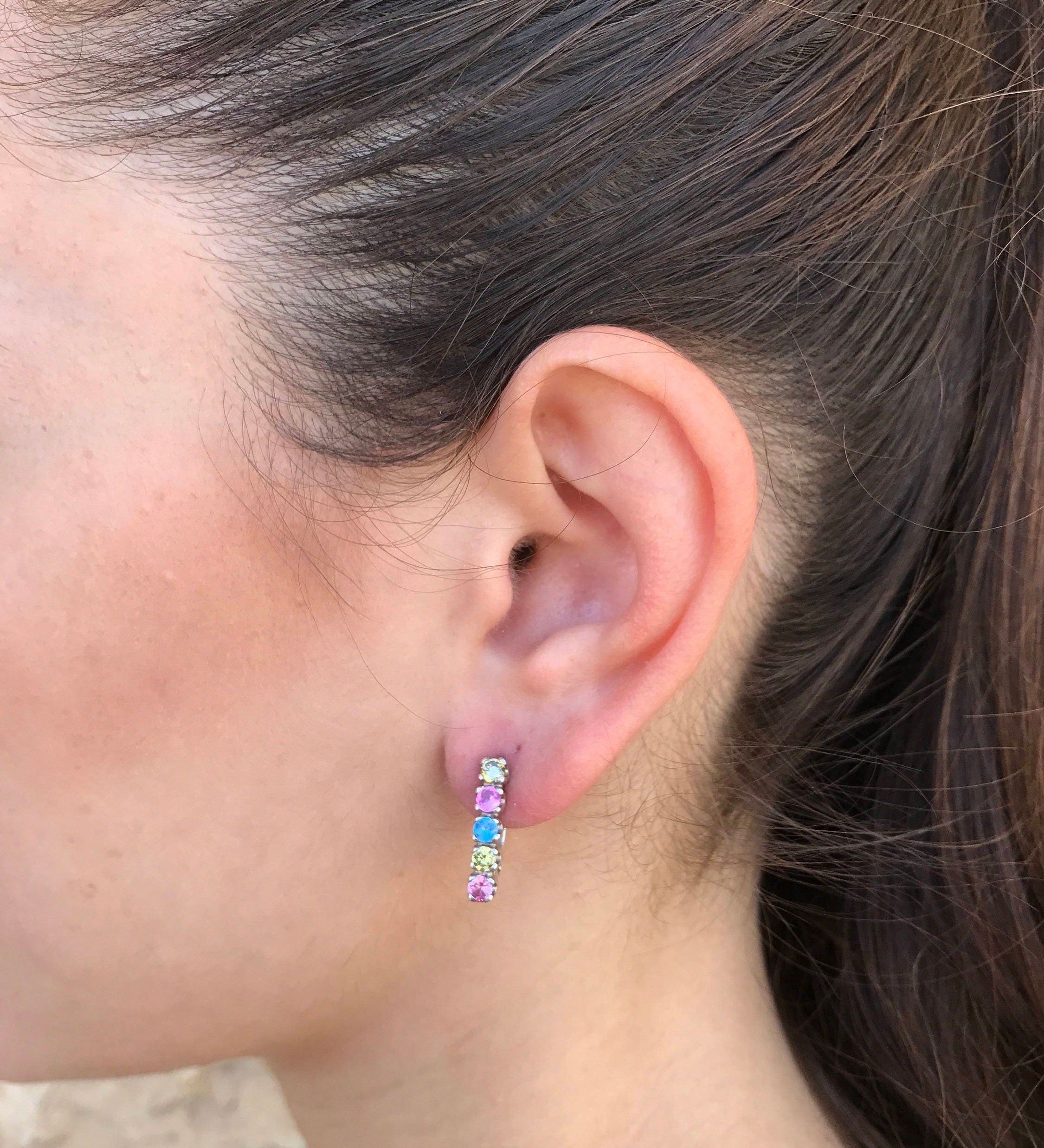 Tourmaline Earrings, Colorful Earrings, Natural Tourmaline, October Earrings, Long Earrings, October Birthstone, Silver Earrings, Tourmaline