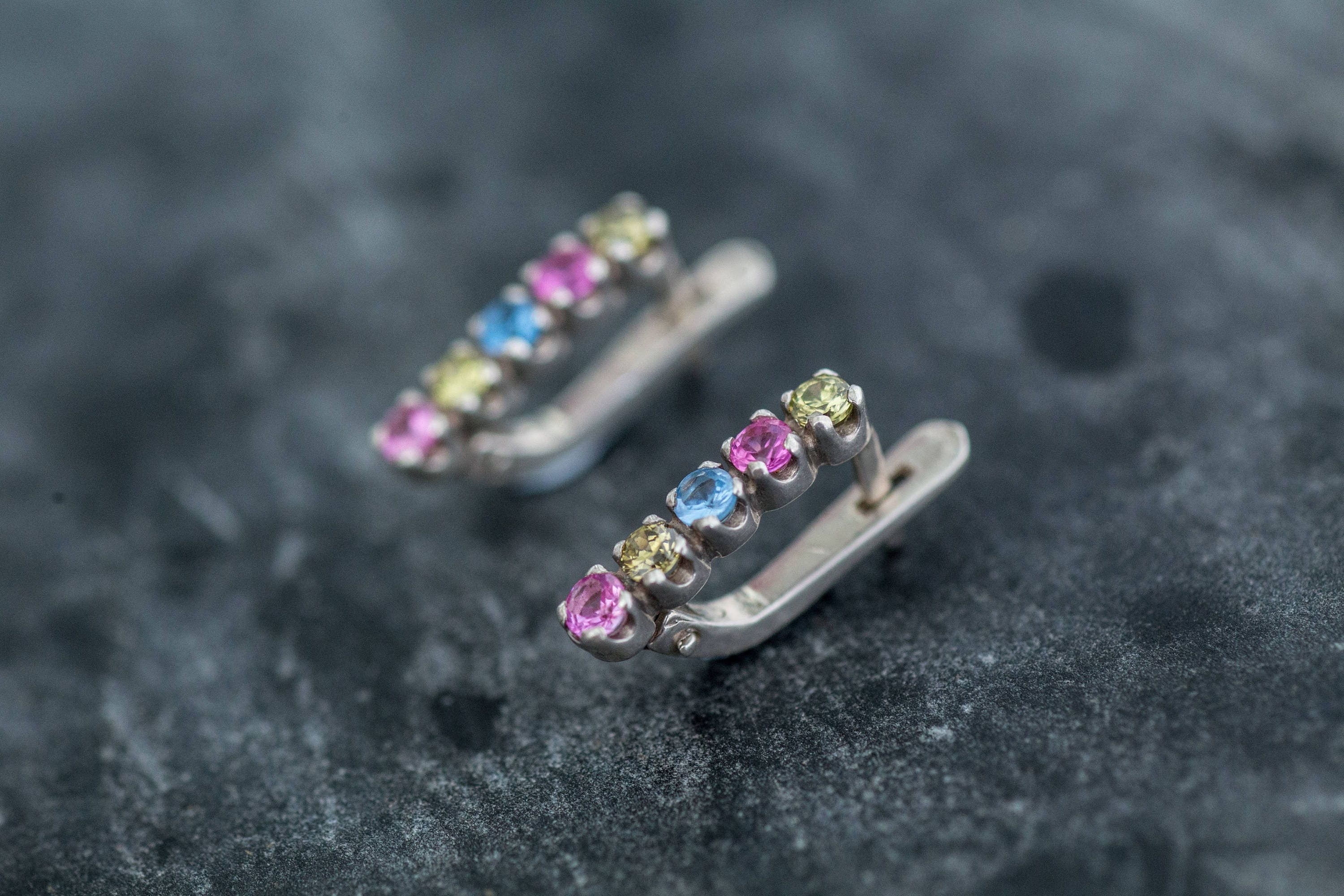 Tourmaline Earrings, Colorful Earrings, Natural Tourmaline, October Earrings, Long Earrings, October Birthstone, Silver Earrings, Tourmaline