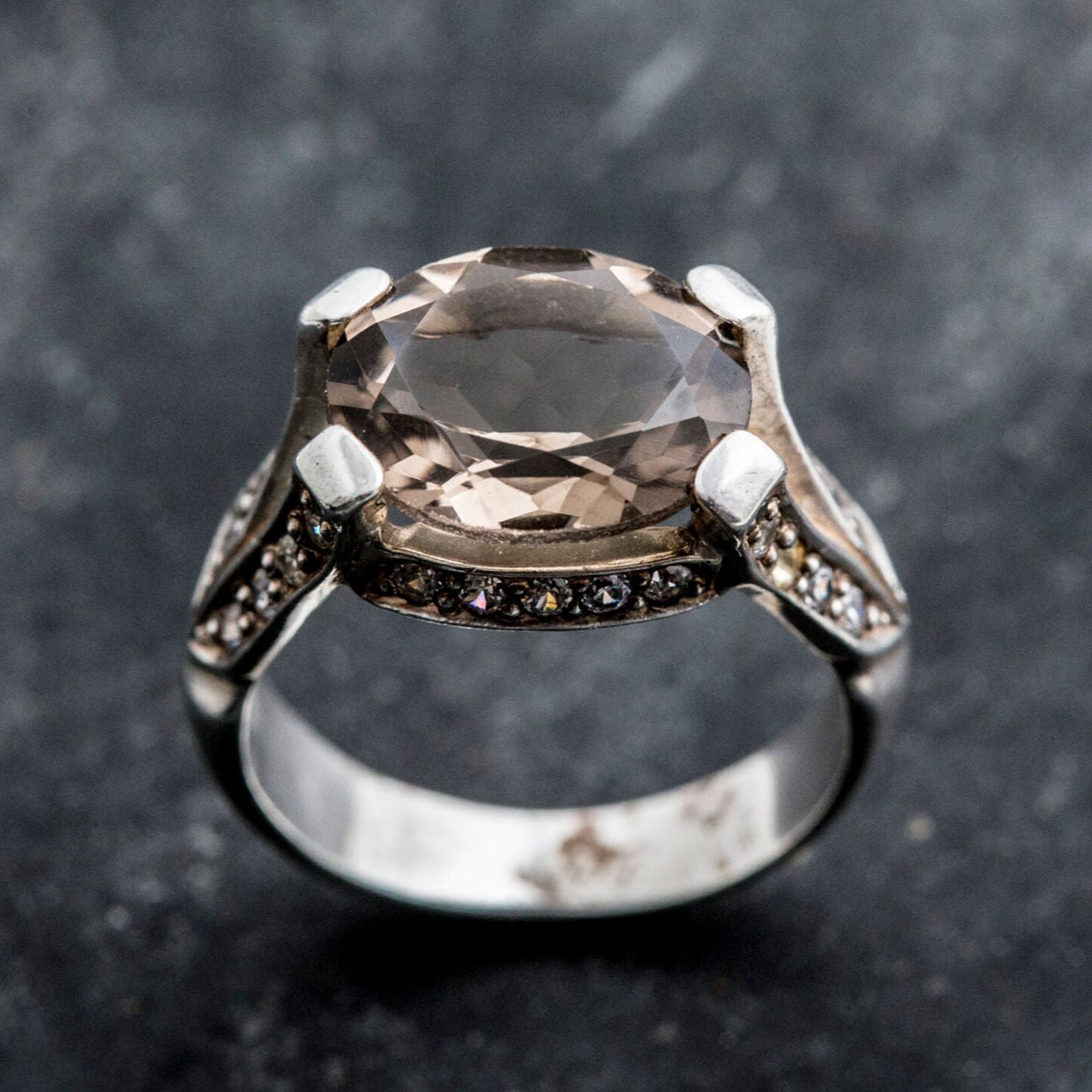 Large Topaz Ring, Smoky Topaz Ring, Natural Topaz Ring, Scorpios Birthstone, Vintage Rings, December Birthstone, Solid Silver Ring, Topaz