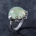 Flower Prehnite Ring, Prehnite Ring, Natural Prehnite, Flower Ring Design, May Birthstone, Vintage Rings, Solid Silver Ring, Prehnite