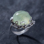 Flower Prehnite Ring, Prehnite Ring, Natural Prehnite, Flower Ring Design, May Birthstone, Vintage Rings, Solid Silver Ring, Prehnite