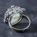 Flower Prehnite Ring, Prehnite Ring, Natural Prehnite, Flower Ring Design, May Birthstone, Vintage Rings, Solid Silver Ring, Prehnite