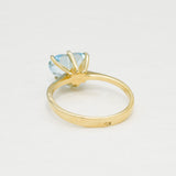 Heart Aquamarine Ring - Valentines Gift Ring - 18k Yellow Gold Aquamarine Heart Birthstone Ring