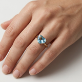 Heart Aquamarine Ring - Valentines Gift Ring - 18k Yellow Gold Aquamarine Heart Birthstone Ring