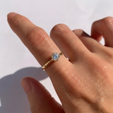 Solitaire Aquamarine Gold Ring, Natural Aquamarine Ring, March Birthstone Ring