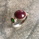 Ruby Ring, Natural Ruby, Unique Ring, Vintage Rings, Chrome Diopside Ring, Healing Stones, Natural Stones, Statement Ring, Solid Silver Ring