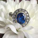 Blue Sapphire Ring - Victorian Sapphire Ring - Vintage Statement Ring