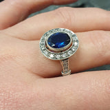 Blue Sapphire Ring - Victorian Sapphire Ring - Vintage Statement Ring