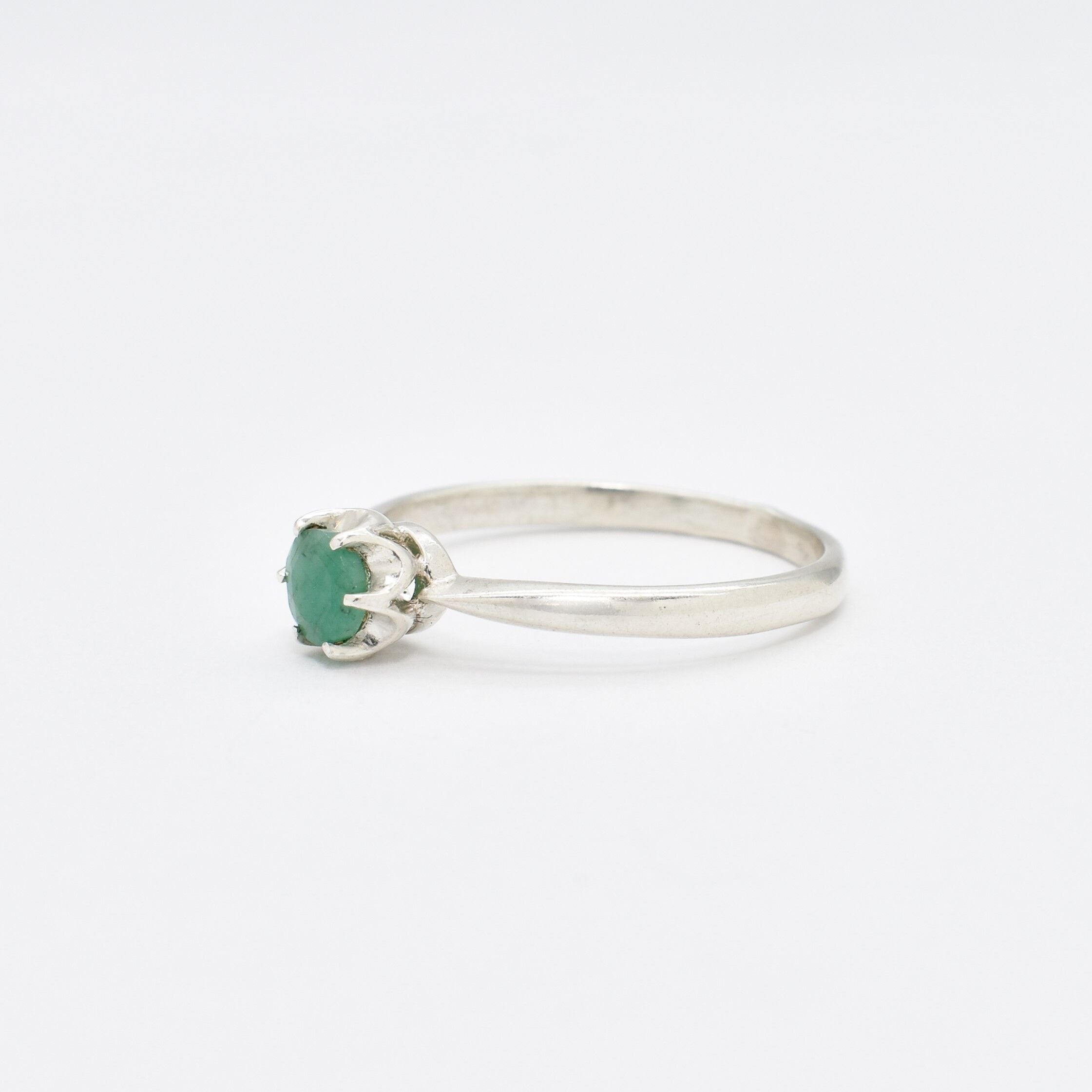 Natural Emerald Ring, Emerald Promise Ring, Natural Emerald, May Birthstone, Genuine Emerald, May Ring, Vintage, Solid Silver Ring, Emerald