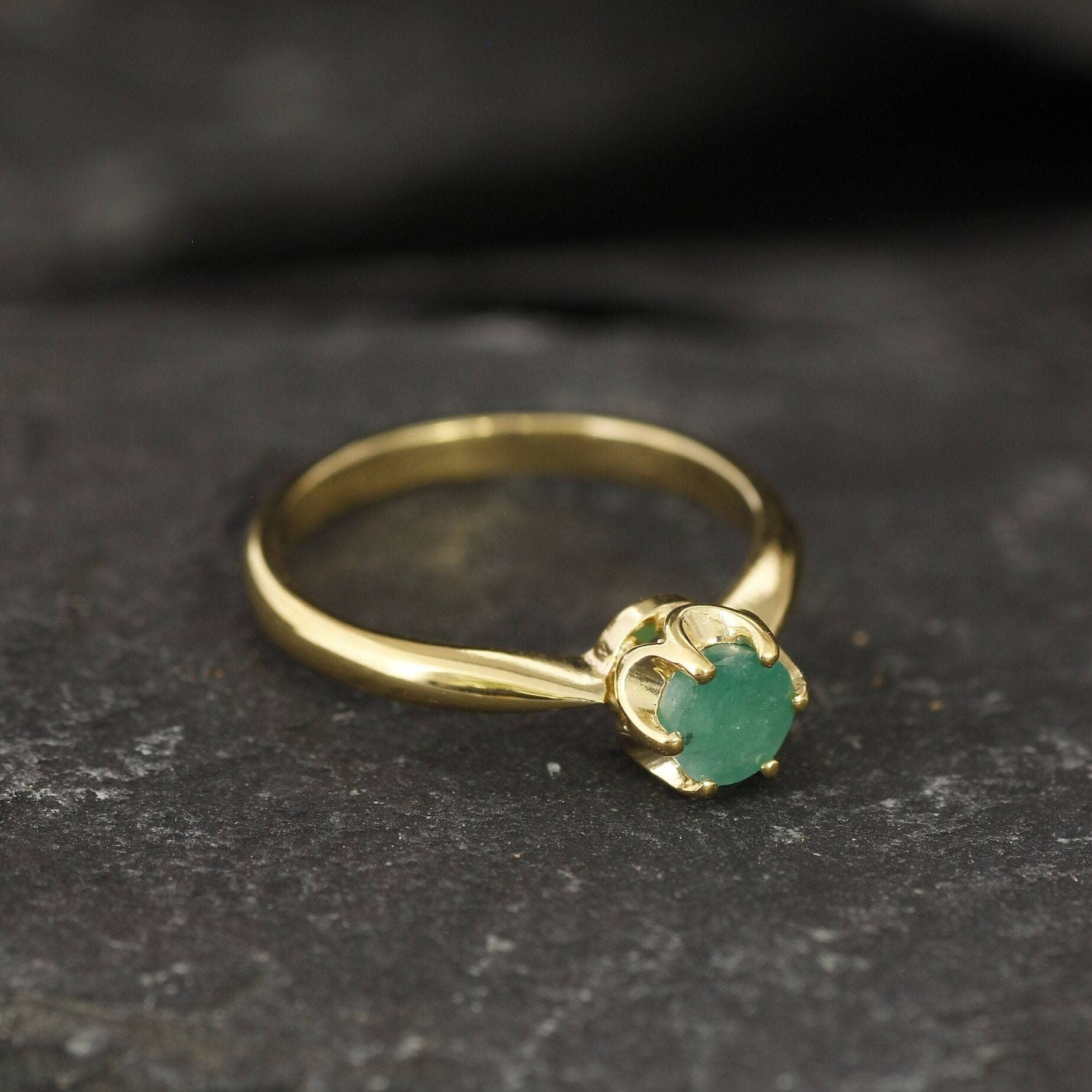 Natural Emerald Ring, Emerald Promise Ring, Natural Emerald, May Birthstone, Genuine Emerald, May Ring, Vintage, Solid Silver Ring, Emerald(1)