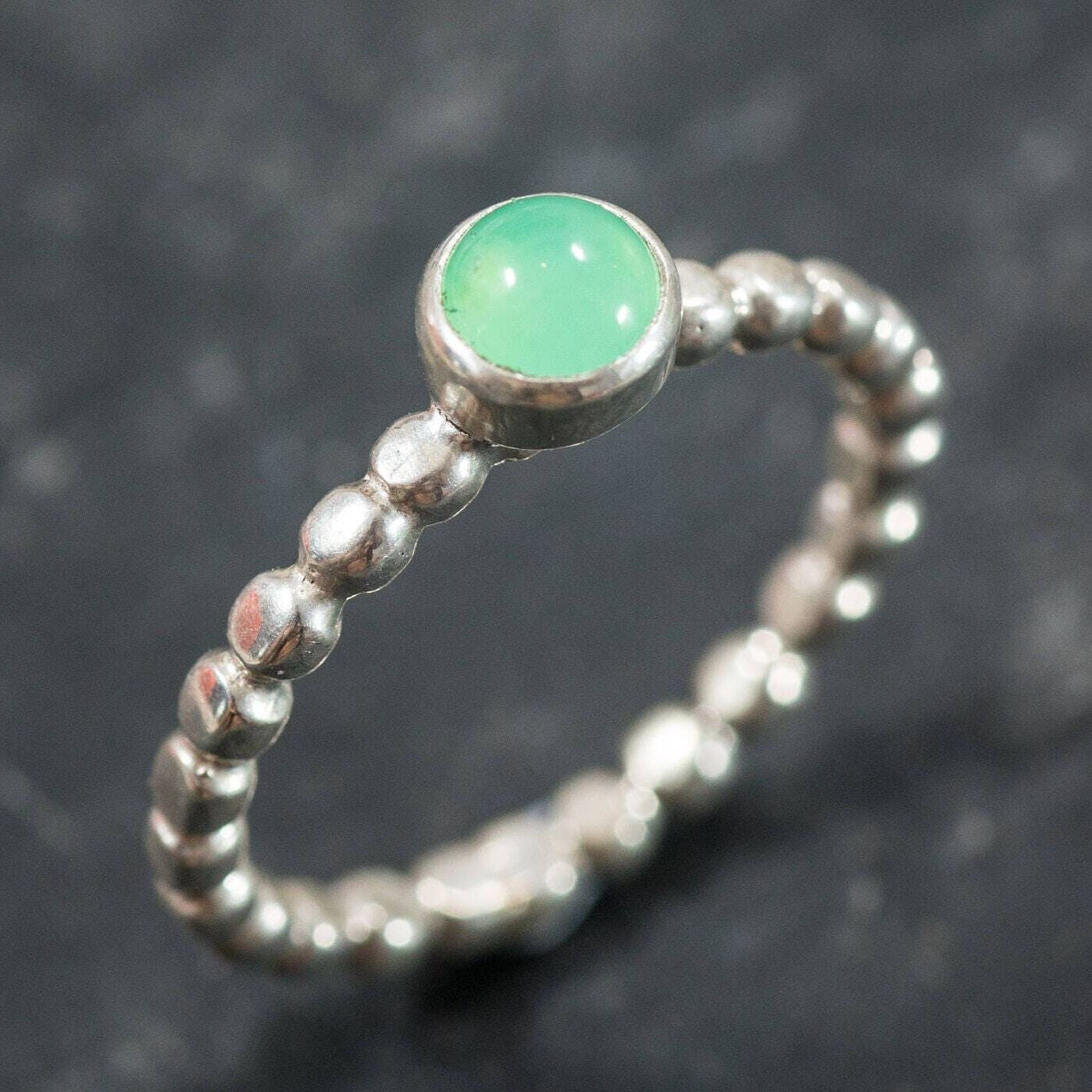 Chrysoprase Ring, Natural Chrysoprase, Bubble Band, Real Chrysoprase, Green Chrysoprase, Genuine Chrysoprase, May Birthstone, Solid Silver