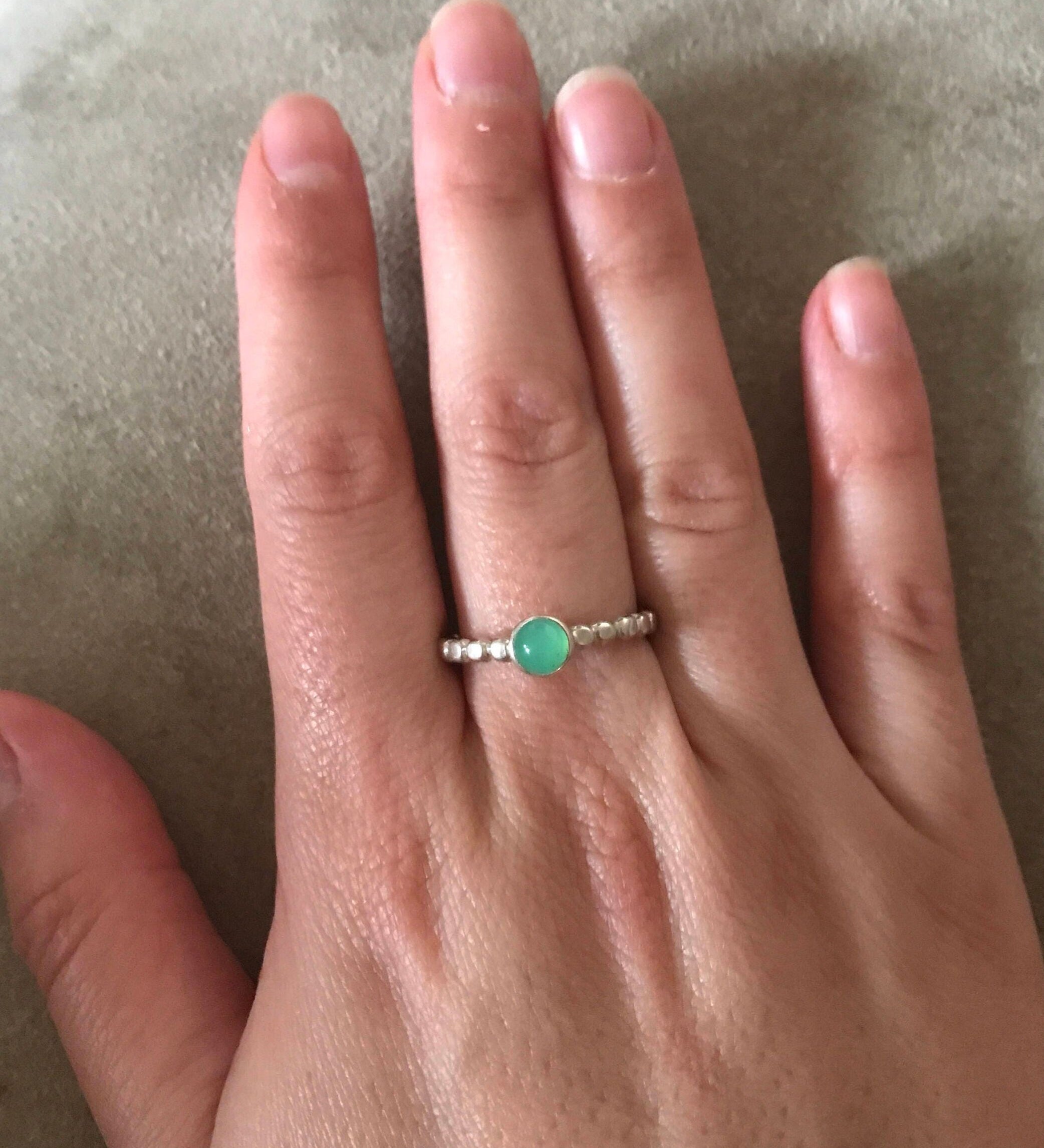 Chrysoprase Ring, Natural Chrysoprase, Bubble Band, Real Chrysoprase, Green Chrysoprase, Genuine Chrysoprase, May Birthstone, Solid Silver