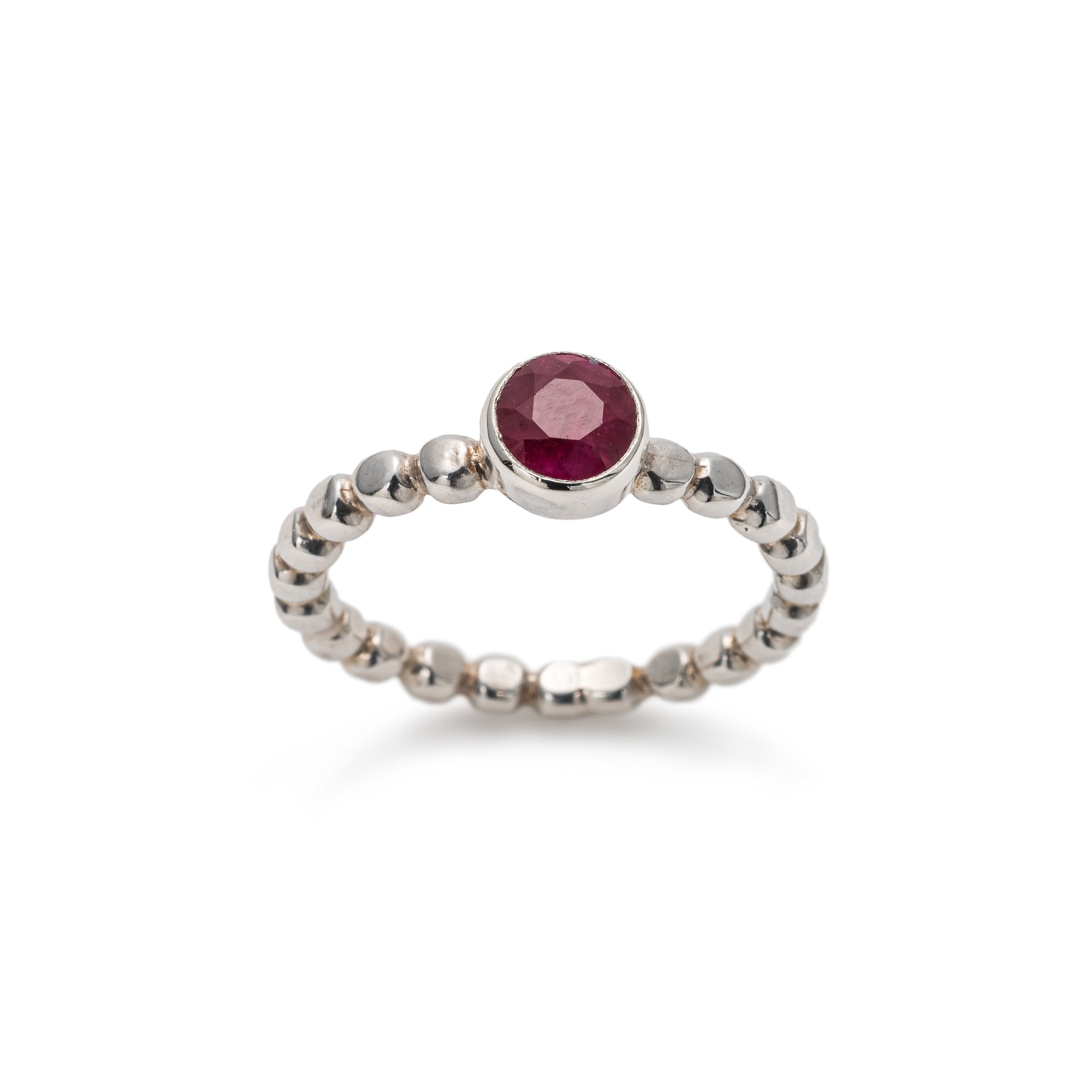 Natural Ruby Ring made in 925 Sterling Silver with Round Natural Red Ruby in Bezel setting, July Birthstone gift idea, symbolizes nobility, purity, and passion, ideal for everyday wear and perfect for birthday gifting and special occasions.
