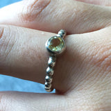 Citrine Ring - Round Yellow Ring - Vintage Bezel Ring