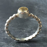 Citrine Ring - Round Yellow Ring - Vintage Bezel Ring