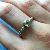 Citrine Ring - Round Yellow Ring - Vintage Bezel Ring