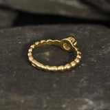 Dainty Citrine Gold Ring - Gold Bubble Band - Gold Citrine Solitaire Ring