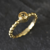 Dainty Citrine Gold Ring - Gold Bubble Band - Gold Citrine Solitaire Ring