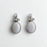 Bridal Opal Earrings - White Drop Earrings - Vintage Bezel Earrings