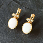 Antique Earrings, Opal Earrings, Natural Opal, October Birthstone, Vintage Earrings, White Oval Studs, Stud Earrings, 925 Silver Earrings(1)