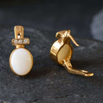 Antique Earrings, Opal Earrings, Natural Opal, October Birthstone, Vintage Earrings, White Oval Studs, Stud Earrings, 925 Silver Earrings(1)