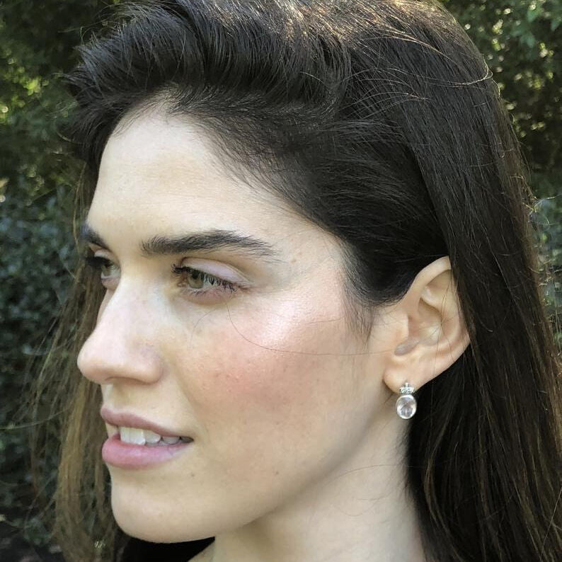 Antique Earrings, Opal Earrings, Natural Opal, October Birthstone, Vintage Earrings, White Oval Studs, Stud Earrings, 925 Silver Earrings(1)