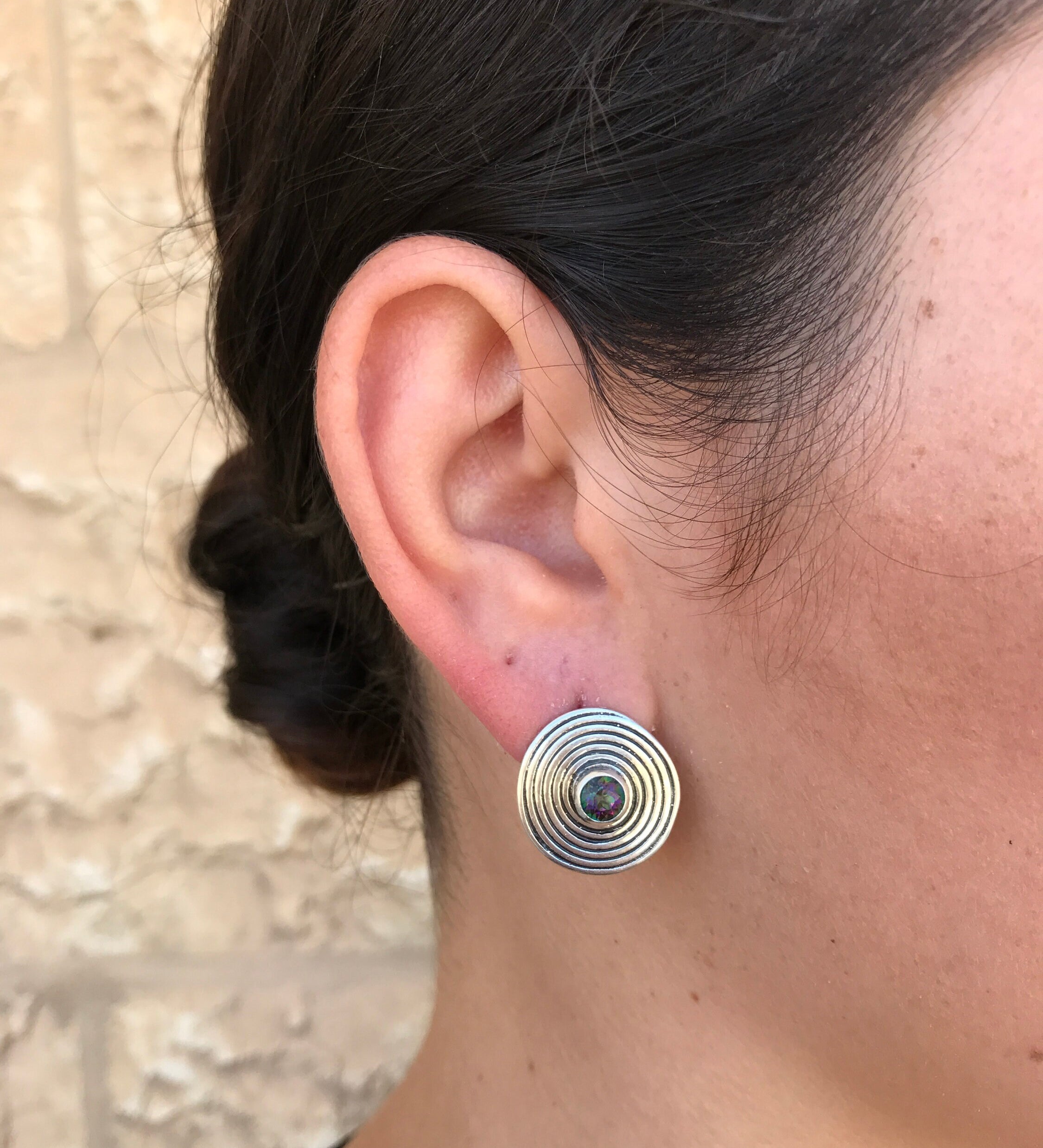 Unique Earrings, Topaz Earrings, Mystic Topaz Earrings, December Birthstone, Round Earrings, Purple Earrings, Silver Earrings, Purple Topaz