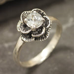 Natural Aquamarine Ring, Natural Aquamarine, March Birthstone, Flower Ring, Aquamarine Ring, Rose Ring, Real Aquamarine, 925 Sterling Silver