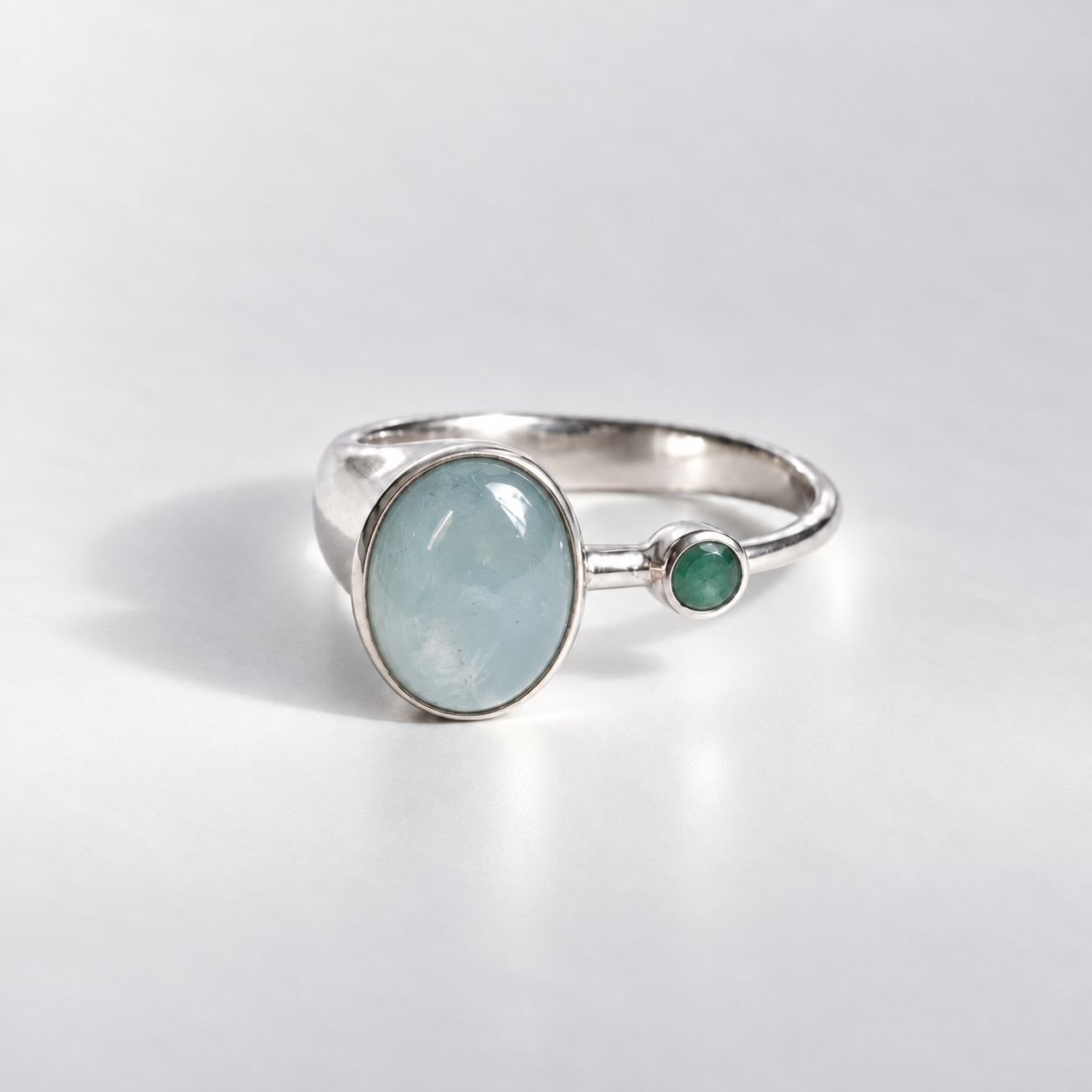 Natural Aquamarine Ring made in 925 Sterling Silver with Oval Natural Blue Aquamarine in Bezel setting, March Birthstone gift idea, symbolizes courage & good luck, ideal for everyday wear and perfect for birthday gifting and special occasions.