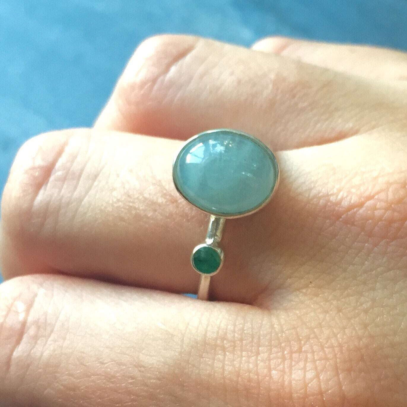 Charming 925 Sterling Silver Ring with a Natural Blue Aquamarine, ideal for gifting and celebrating March birthdays with elegance.