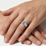 Elegant 925 Sterling Silver Ring featuring an Oval Natural Aquamarine, March Birthstone, perfect for daily wear and gifting.