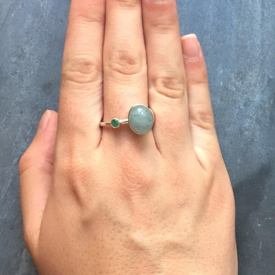 Elegant 925 Sterling Silver Ring featuring an Oval Natural Aquamarine, March Birthstone, perfect for daily wear and gifting.