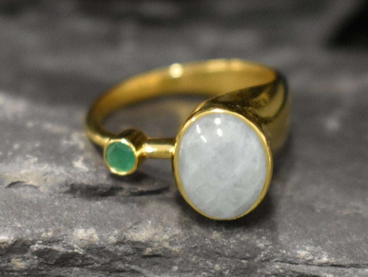 Natural Aquamarine Ring made in 18k Gold Vermeil with Oval Natural Blue Aquamarine in Bezel setting, March Birthstone gift idea, symbolizes courage & good luck, ideal for everyday wear and perfect for birthday gifting and special occasions.