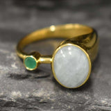 Natural Aquamarine Ring made in 18k Gold Vermeil with Oval Natural Blue Aquamarine in Bezel setting, March Birthstone gift idea, symbolizes courage & good luck, ideal for everyday wear and perfect for birthday gifting and special occasions.