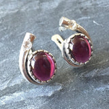 Real Garnet Earrings - Red Teardrop Earrings - Vintage Oval Earrings