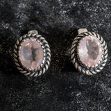 Rose Quartz Earrings, Natural Rose Quartz Studs, Vintage Rose Gold Earrings